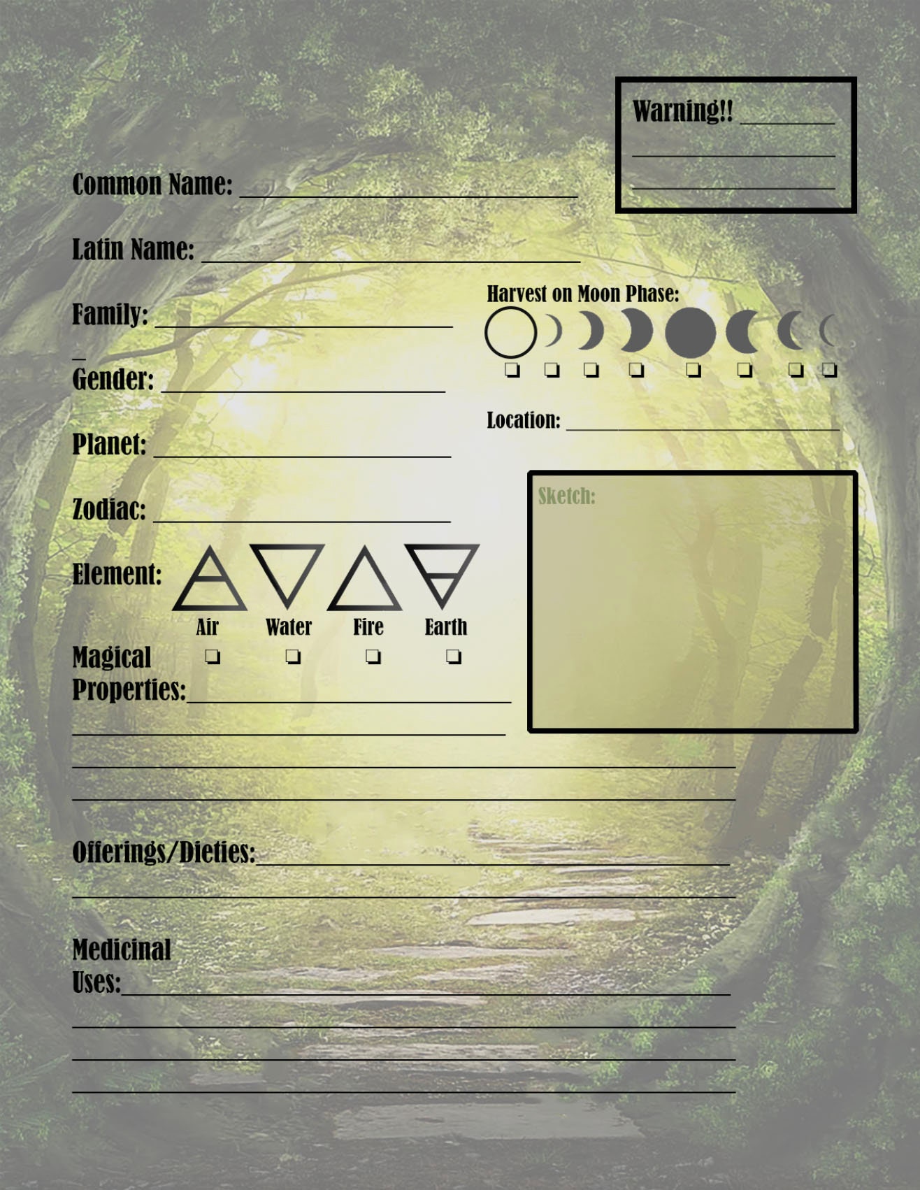 Botanical Templates - Blank Herb/plant Templates Digital Download, Book ...