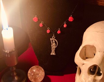 Santa Muerte Necklace 21” Chain