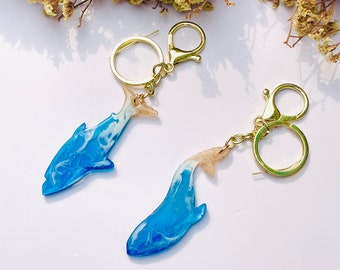 Porte-clés animaux marins, vague océanique, porte-clés en résine, cadeau pour elle, cadeau d'anniversaire