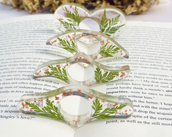 Real Dried Fern Resin Thumb Book Page Holder