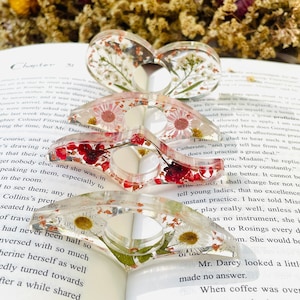 Real Birth Flower Book Page Holder, Floral Resin Thumb Page Holder, Page Spreader, Book Accessories, Book Lover Gift, Birthday Gift