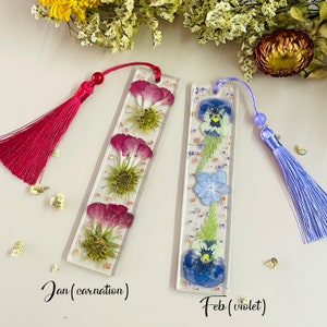 Birth Flower Resin Bookmark, Custom Pressed Flower Bookmark, Floral Handmade Bookmarks, Book Accessories, Book Lover Gift, Birthday Gift image 3