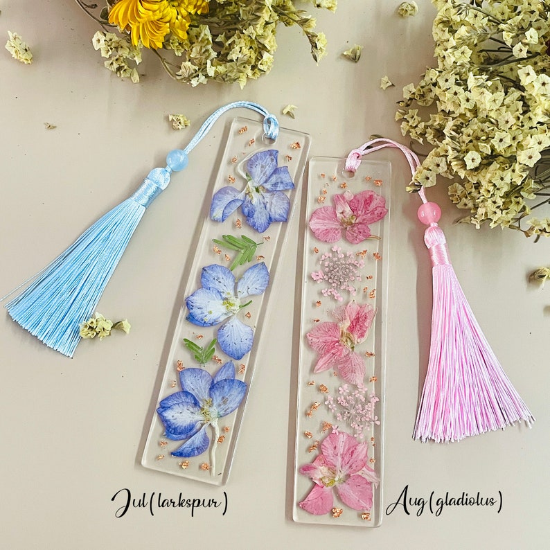 Birth Flower Resin Bookmark, Custom Pressed Flower Bookmark, Floral Handmade Bookmarks, Book Accessories, Book Lover Gift, Birthday Gift image 6