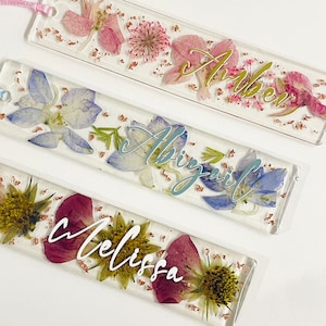 Birth Flower Resin Bookmark: Custom Pressed Floral Bookmark