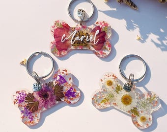 Personalized Flower Pet Tag: Custom Resin Dog & Cat Name Tag