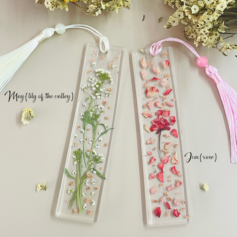 Birth Flower Resin Bookmark, Custom Pressed Flower Bookmark, Floral Handmade Bookmarks, Book Accessories, Book Lover Gift, Birthday Gift image 5