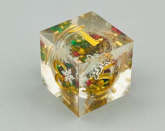 Christmas D&D Liquid Core Dice Set,  Christmas Trees Snowflakes Dungeons And Dragons Dice Set, Table Role Playing Games Dice Set