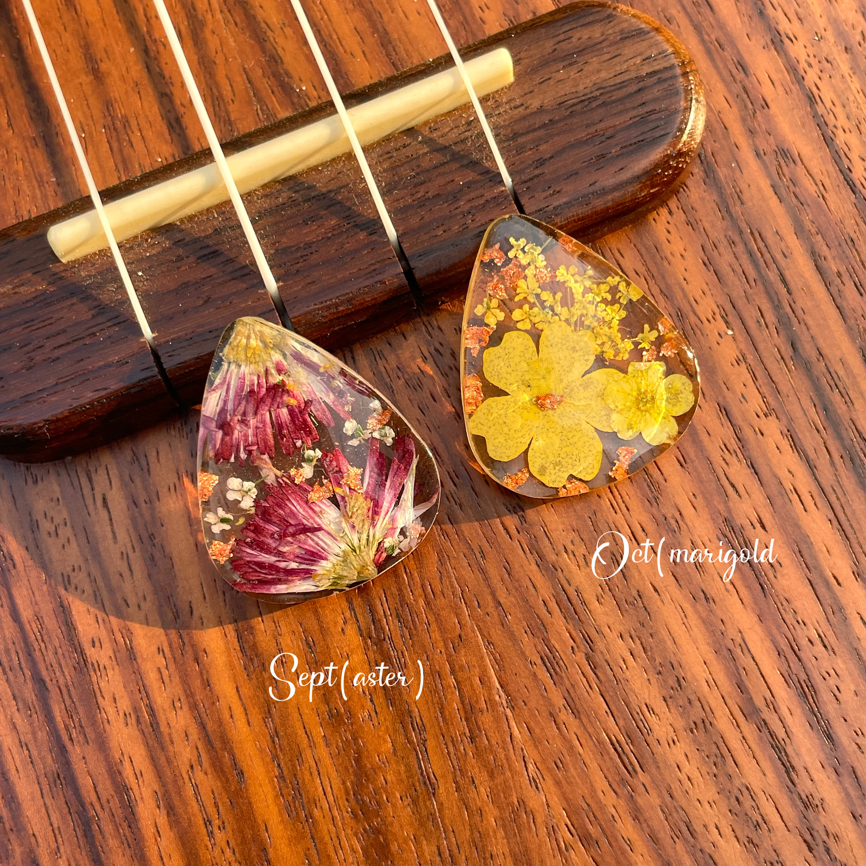 Real Birth Flower Guitar Picks, Custom Floral Resin Guitar Pick, Guitar Accessories, Music Accessories, Birthday Gift, Gift for her