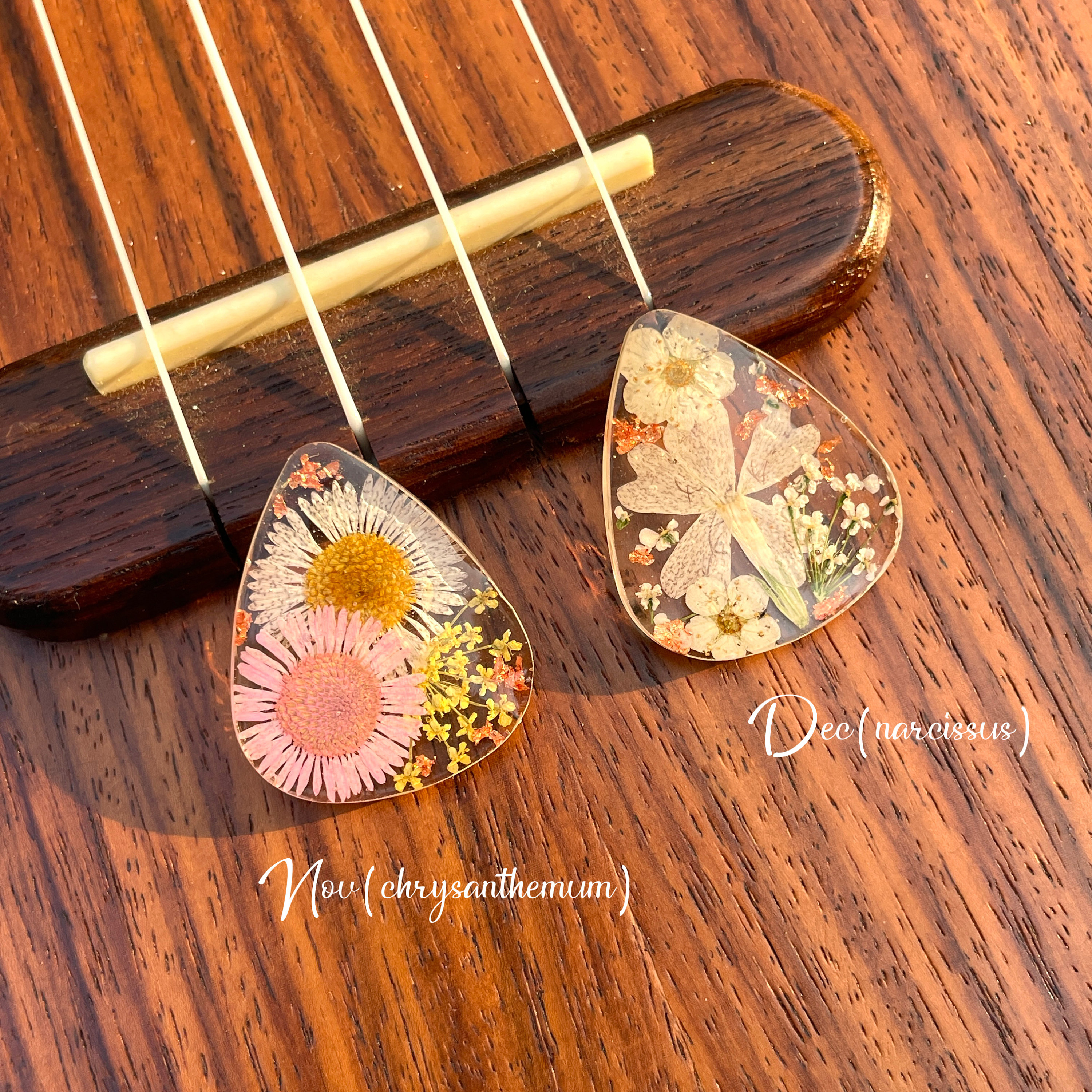 Real Birth Flower Guitar Picks, Custom Floral Resin Guitar Pick, Guitar Accessories, Music Accessories, Birthday Gift, Gift for her