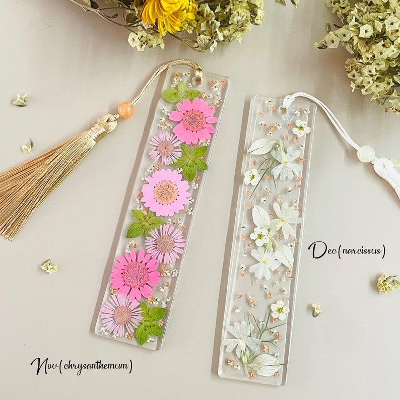 Birth Flower Resin Bookmark, Custom Pressed Flower Bookmark, Floral Handmade Bookmarks, Book Accessories, Book Lover Gift, Birthday Gift image 8