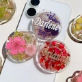 Custom Birth Flower Phone Grip, Floral Resin Phone Holder, Phone Accessories, Birthday Gift