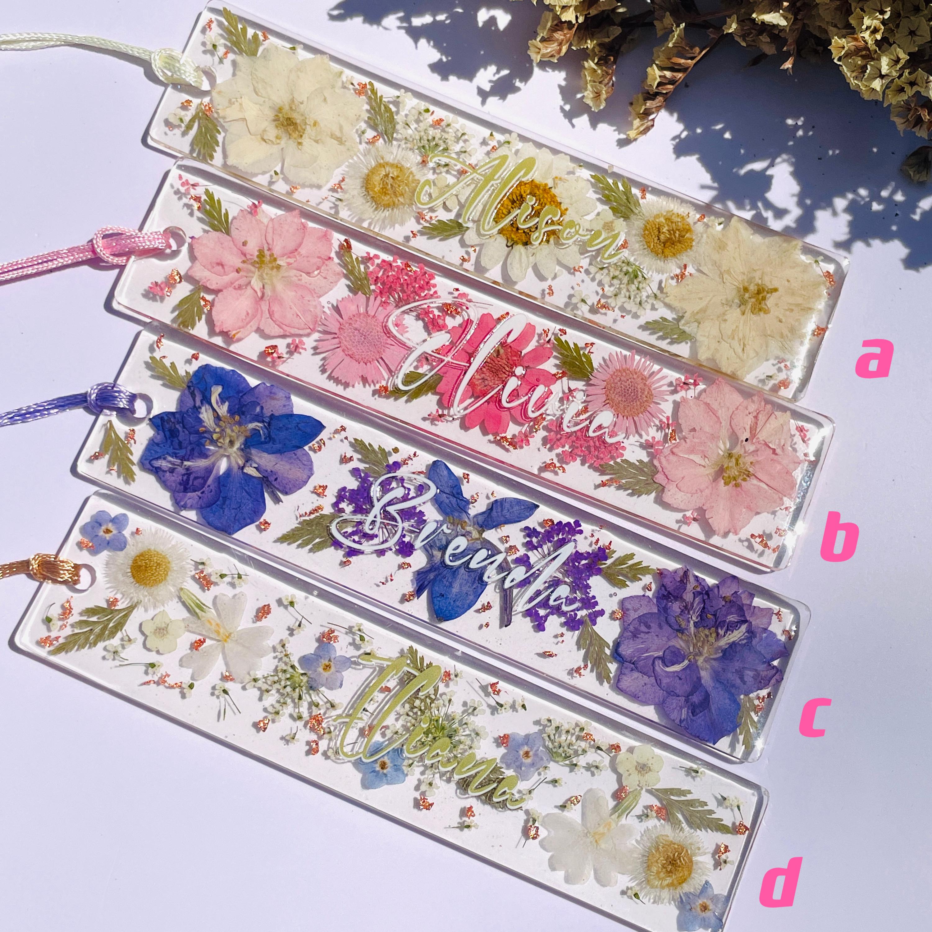 Personalisiertes Blumen-Lesezeichen, gepresstes Blumen-Harz-Lesezeichen, getrocknete Blumen handgemachte Lesezeichen, Buchzubehör, Buchliebhaber Geschenk, Zurück zur Schule