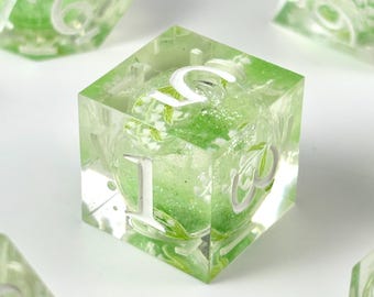 Lily of the Valley Liquid Core Dice Set: Floral Resin DND Dice