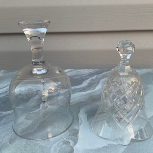 Two (2) Bells - Krosno Etched Bell and Rogaska Gallia Cut Crystal Bell