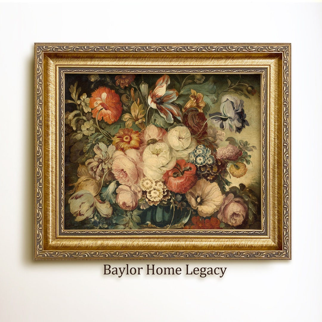 Framed Still Life of Flowers Oil Painting Print on Canvas, Framed ...