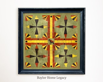 Bird Parcheesi Game Board Canvas Print Framed or Unframed, Antique Style Folk Art Board Game, Unique Game Room Decor, Game Board Wall Art