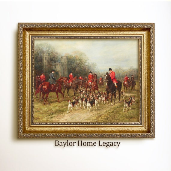 Framed Fox Hunting Painting, Foxhunting Oil Painting Print on