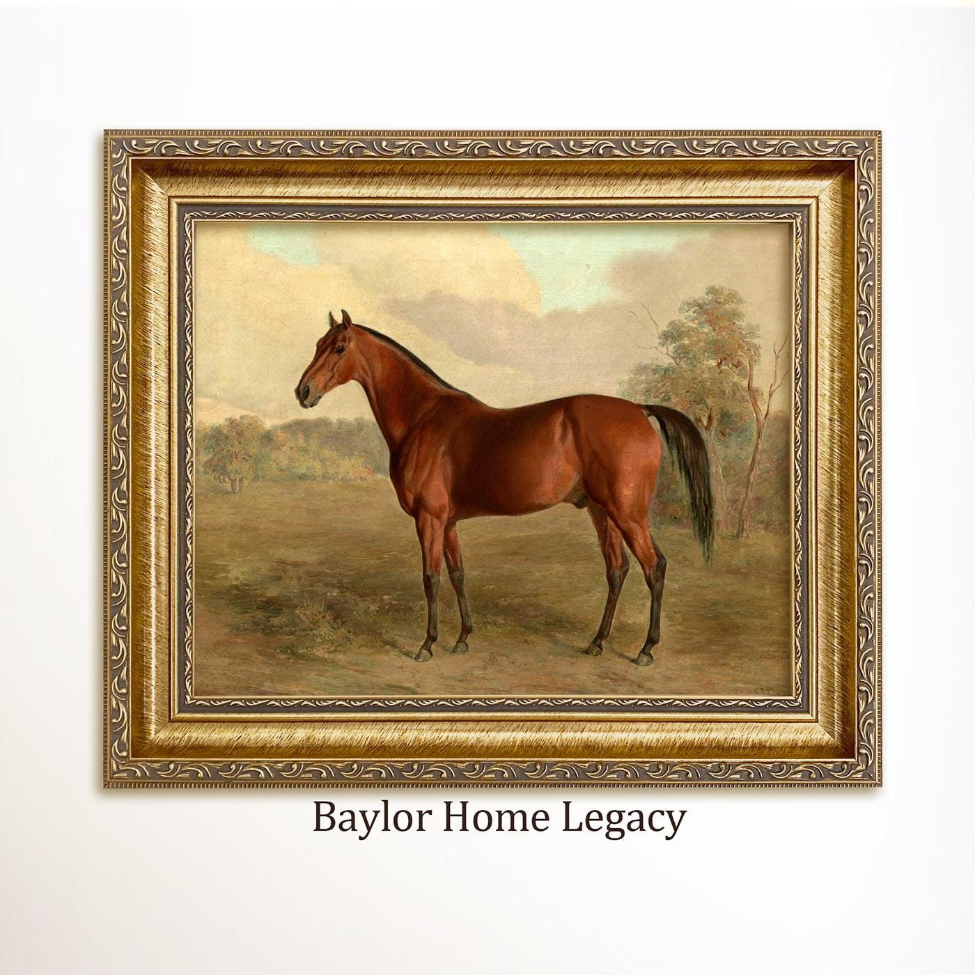 Framed Horse Oil Painting Print on Canvas, Framed Horse Canvas Art Print of Vintage Painting, Horse Fine Art Print on Canvas