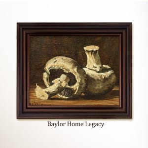 Framed Still Life of Mushrooms Oil Painting Print on Canvas, Print on Canvas of Mushroom Still Life
