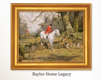 Vintage 1884 French Fox Hunting Painting Print Reproduction - 11