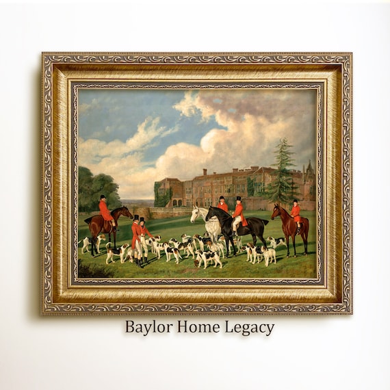 Framed Foxhunting Oil Painting Print on Canvas, Framed Fox Hunters