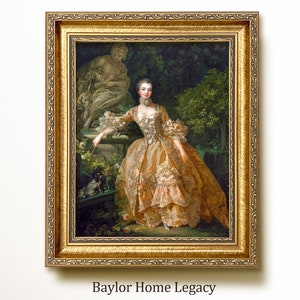 Framed French Woman Portrait Oil Painting Print on Canvas, Framed 18th Century French Lady Painting on Canvas, Classic French Portrait Art