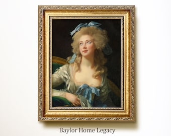 Framed Victorian Lady Portrait Oil Painting Print on Canvas, Framed 18th Century Famous French Lady Painting on Canvas