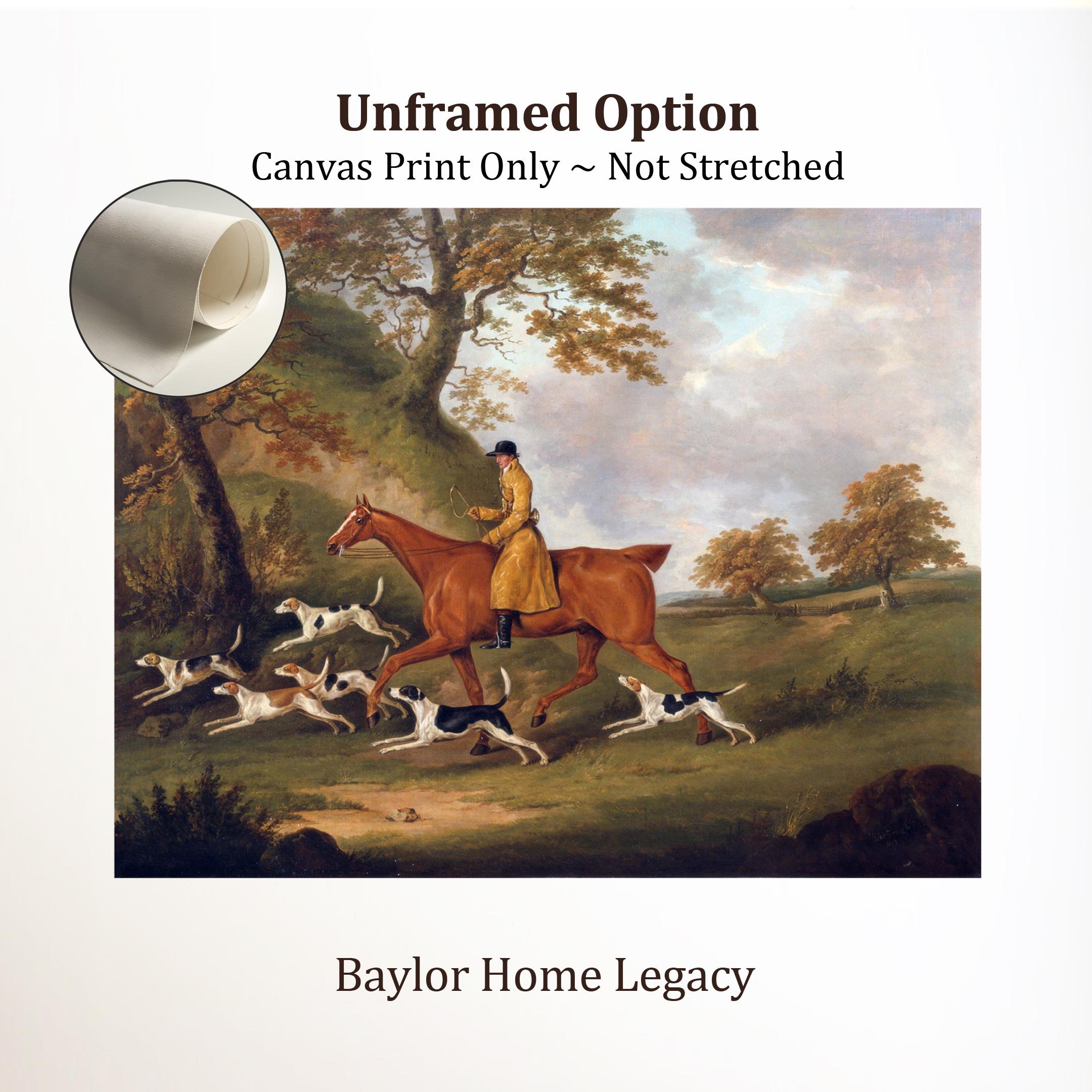 Fox Hunter and Hounds Wood Framed Canvas Art Print, Huntsman and