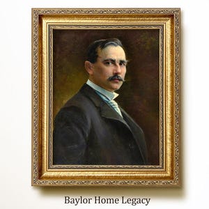 Framed Portrait of a Gentleman in a Black Suit, Oil Painting Print on Canvas of an Antique Original Painting