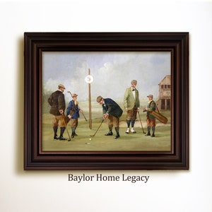 Framed Golf Oil Painting Print on Canvas, Framed Golfing Art Print on Canvas, Golfers Fine Art Canvas Print, Golfers Art