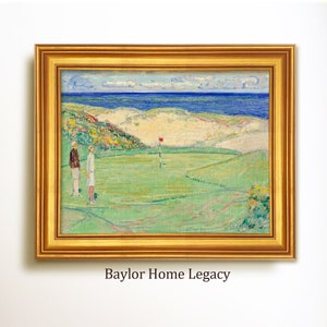 Framed Polo Scene Oil Painting Print on Canvas, Vintage Polo