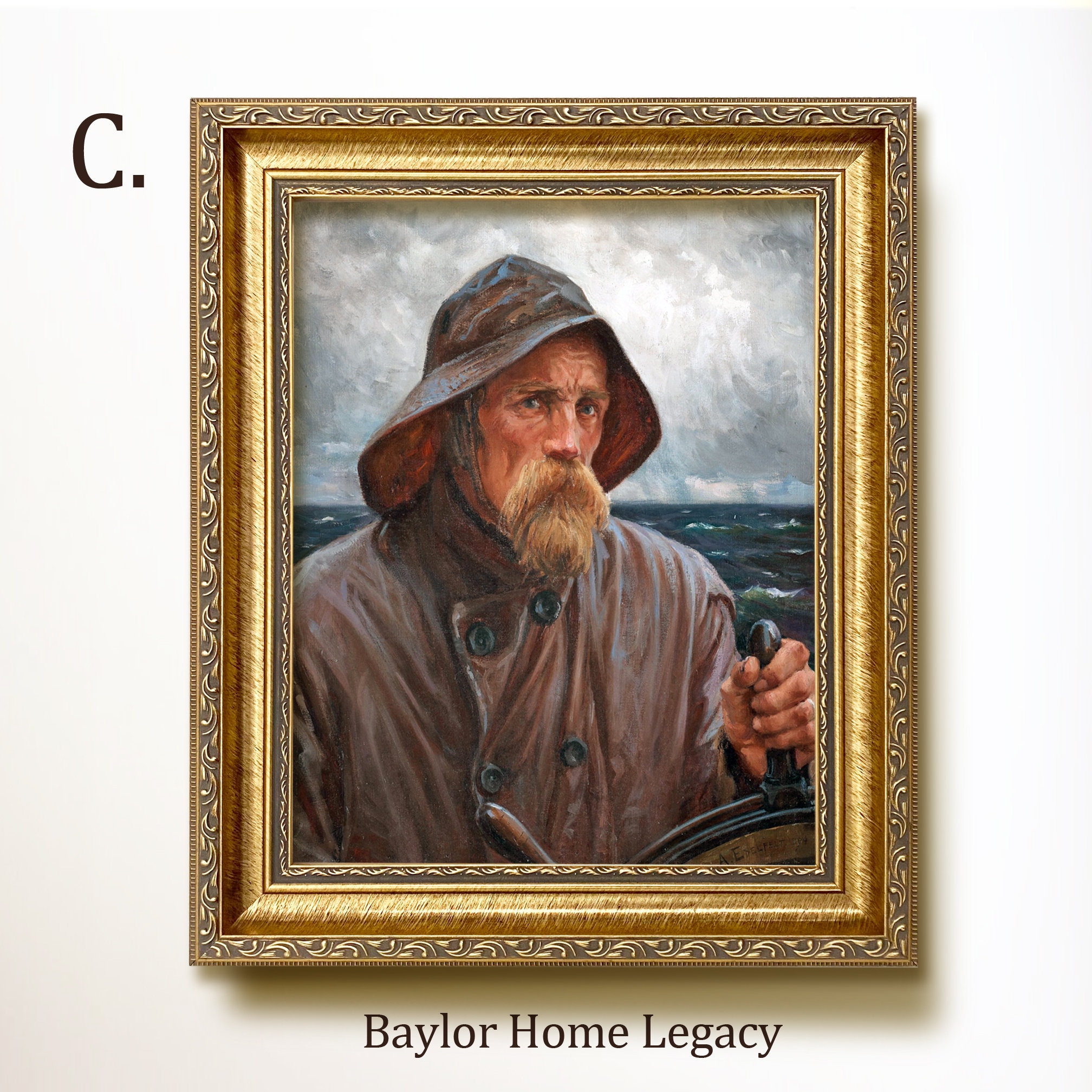 Captain Portrait Framed Sea Captain Oil Painting Print on Canvas, Vintage Nautical Ship ...