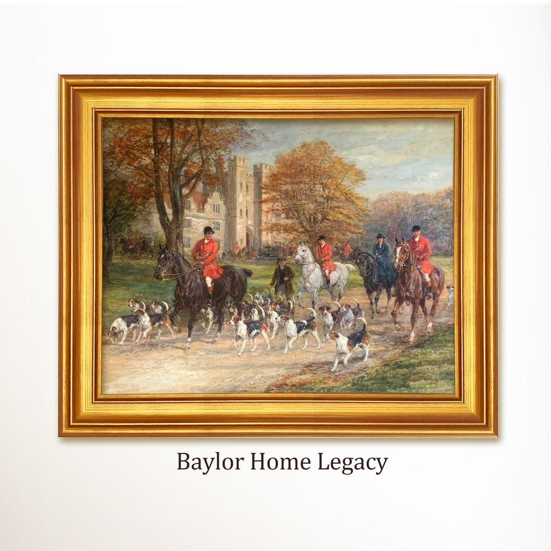 Framed English Fox Hunt Riders Wall Art Canvas Print, Horse and Hound ...