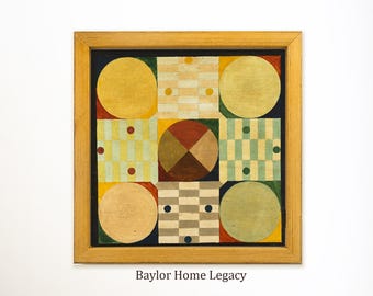 Parcheesi Game Board Canvas Print Framed or Unframed, Antique Style Folk Art Board Game, Unique Game Room Decor, Game Room Wall Art
