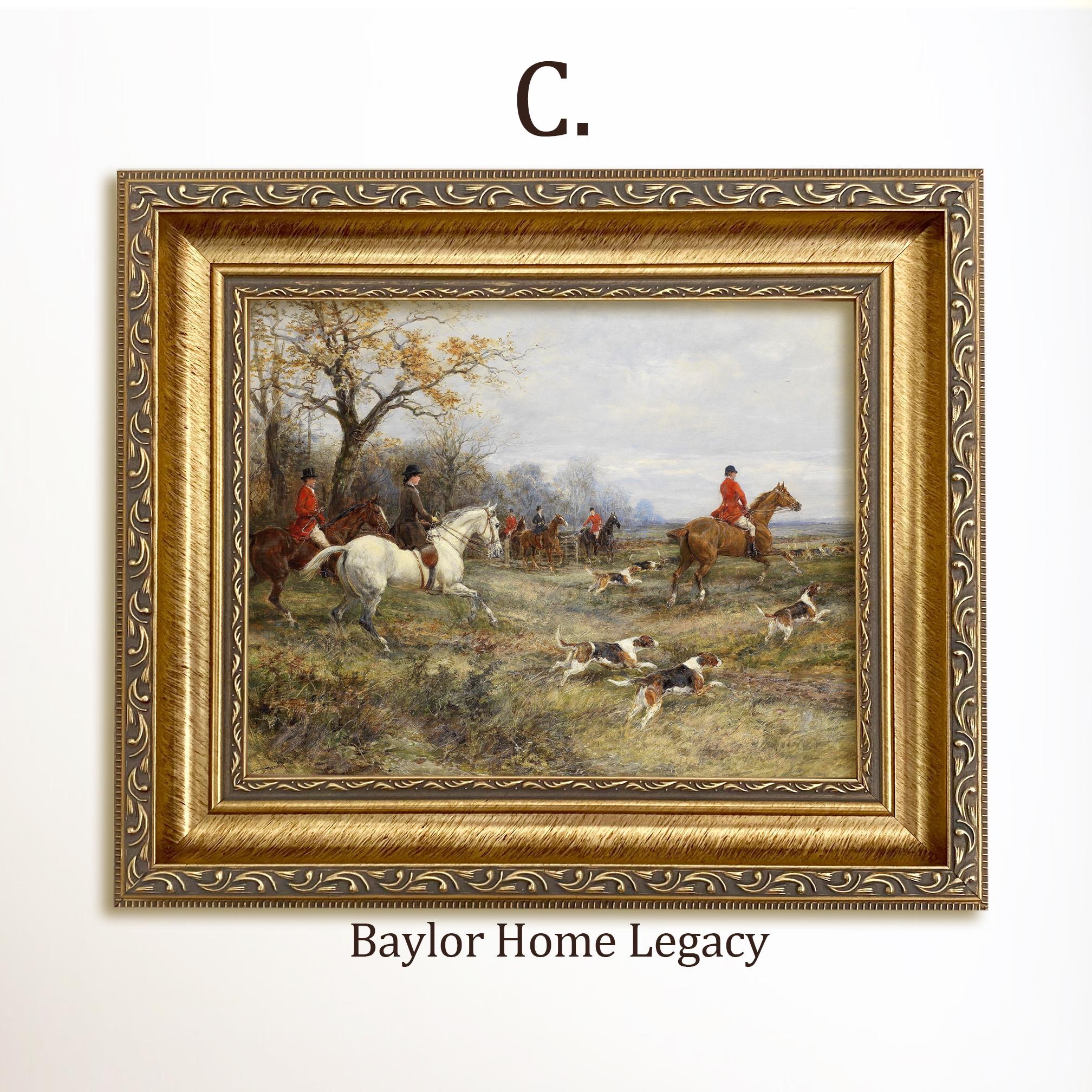 Framed English Fox Hunting Scene Wall Art Canvas Print, Equestrian Hunt ...