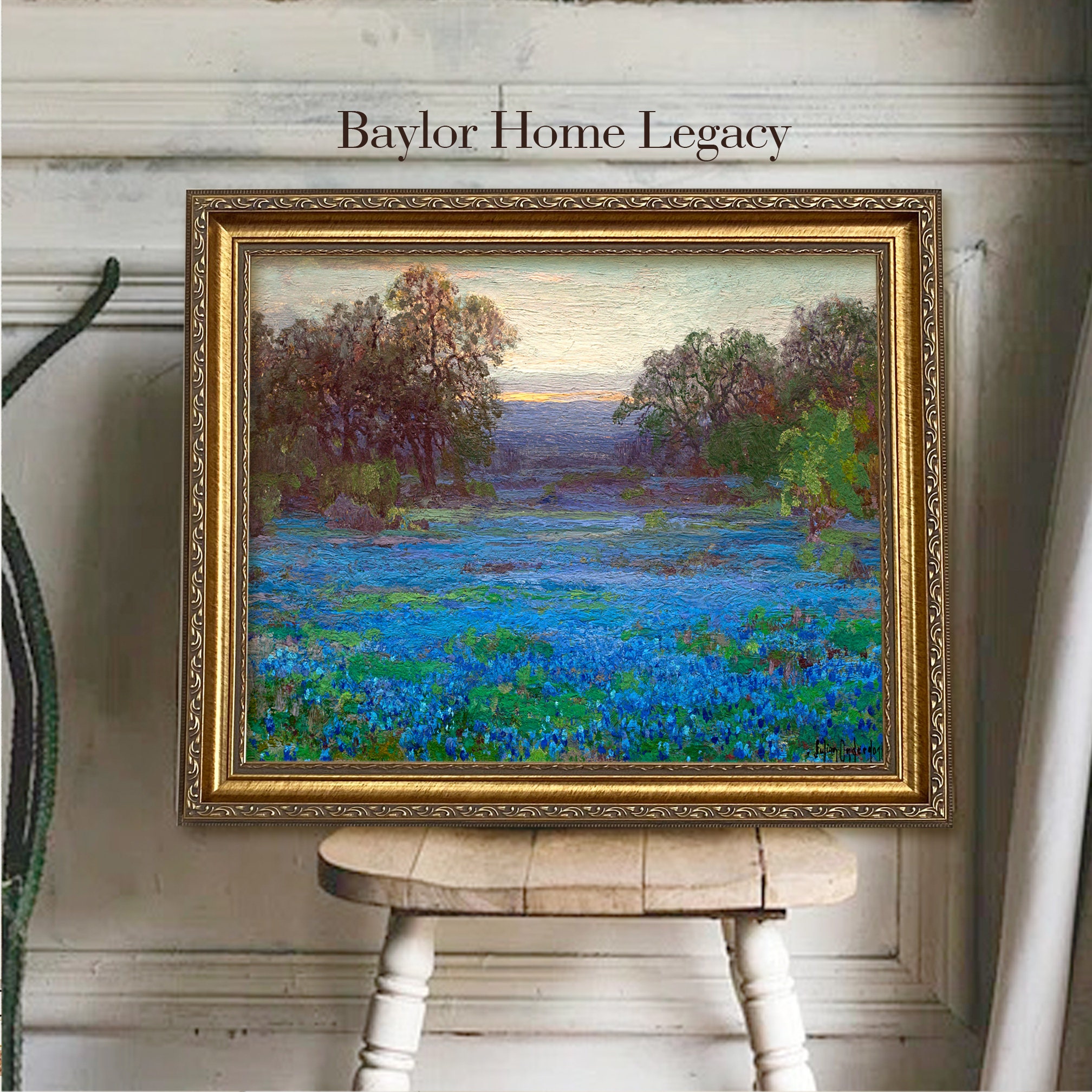 Conipit Leinwand-Kunst 'Texas Bluebonnets' – 40,6 X 61 Cm, Landschaftsbild Mit Windmühlen, Fertig Zum Aufhängen