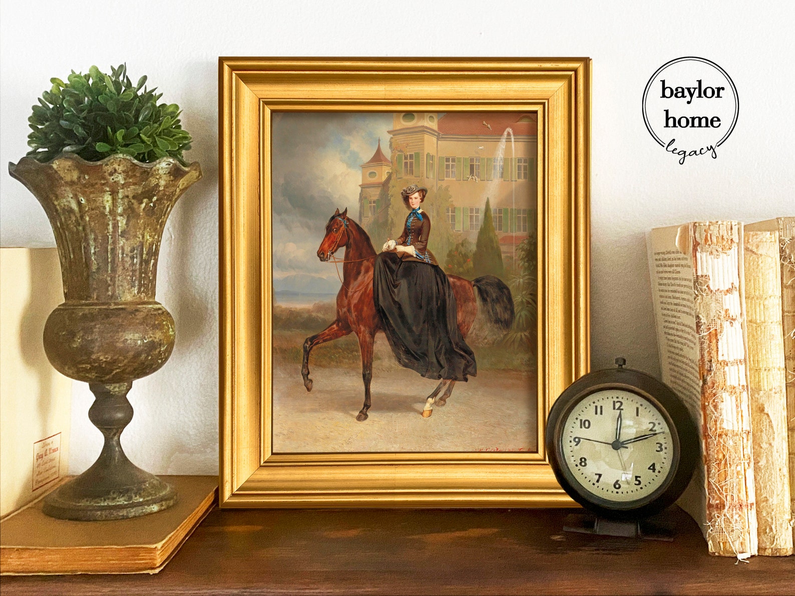 Framed Lady on Horse Oil Painting Print on Canvas Vintage - Etsy