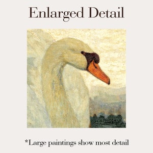 Framed White Swans Oil Painting Print on Canvas, Vintage Pair of Swans Oil Painting Canvas Artwork, Bird Wall Art image 8