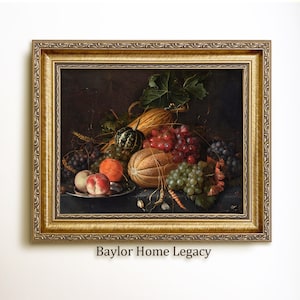 Framed Still Life of Fruit Oil Painting Print on Canvas, Framed Fruit Still Life Canvas Art Print of Antique Painting, Fine Art Canvas Print