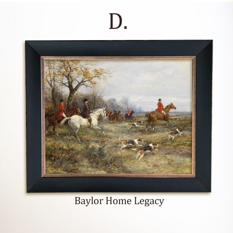 Framed English Fox Hunting Scene Wall Art Canvas Print, Equestrian Hunt ...