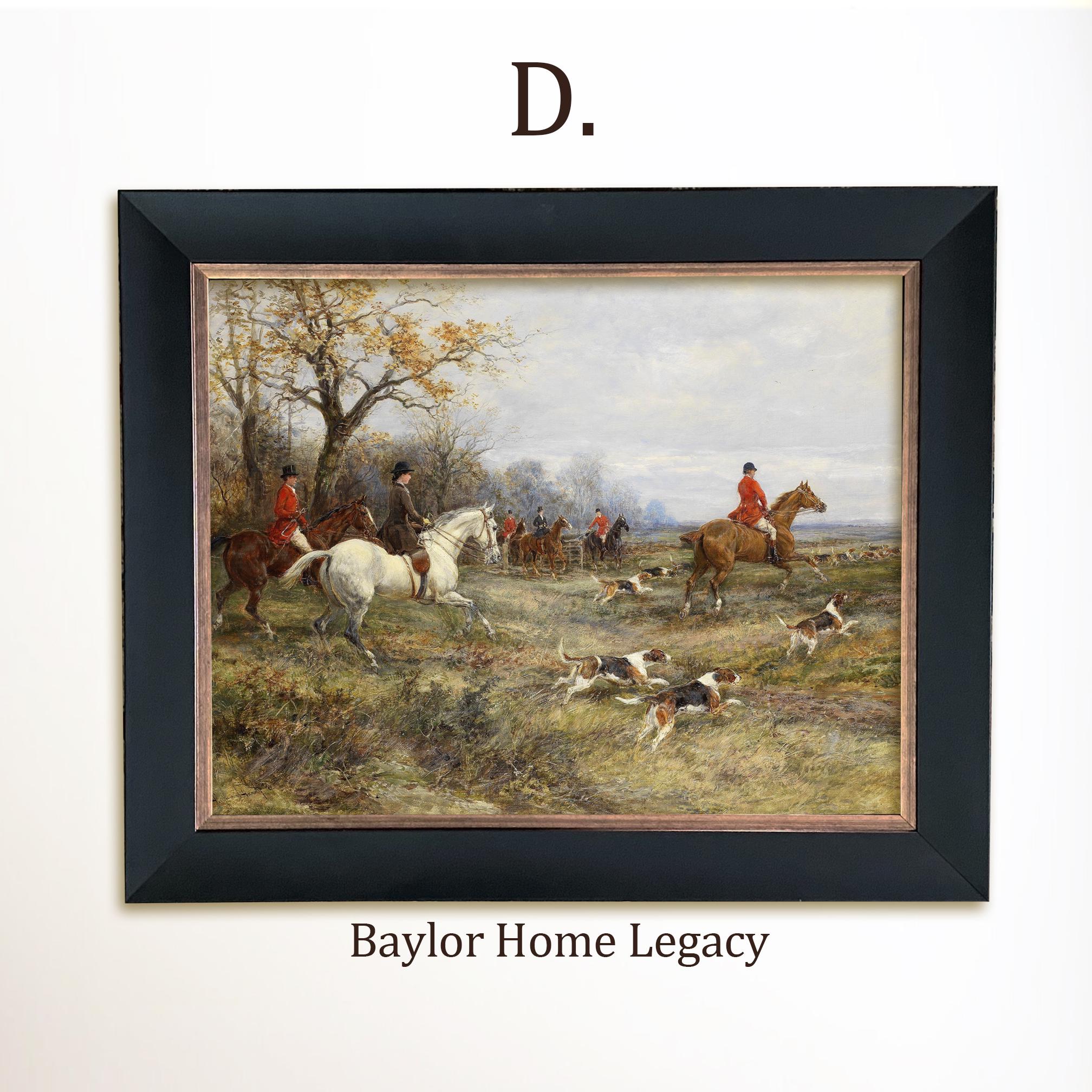 Framed English Fox Hunting Scene Wall Art Canvas Print, Equestrian Hunt ...