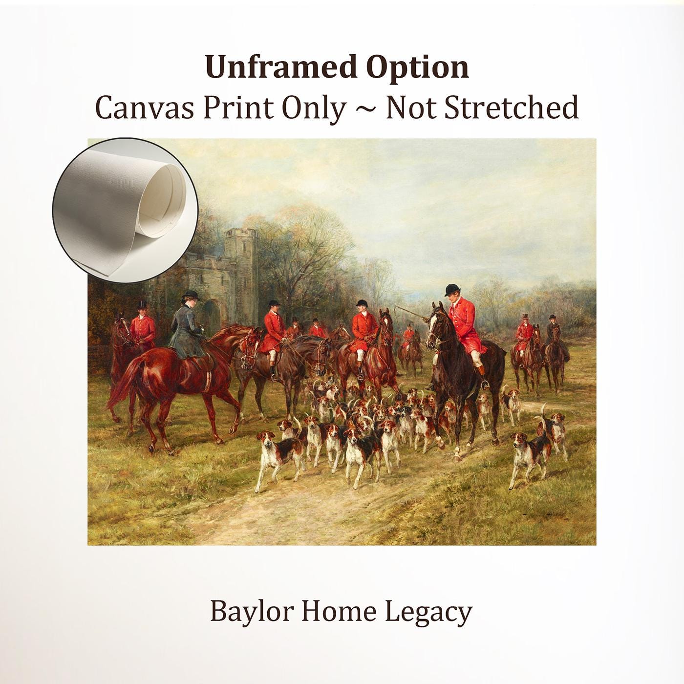 Framed Fox Hunting Painting, Foxhunting Oil Painting Print on