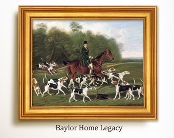 Vintage 1884 French Fox Hunting Painting Print Reproduction - 11
