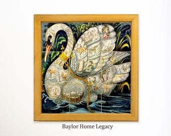 Nobel Game of Swans Canvas Print Framed or Unframed, Antique Style Board Game Print, Unique Game Room Decor, Game Room Wall Art