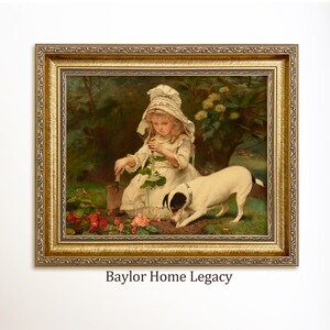 Antique Girl With Dog Picture - Etsy