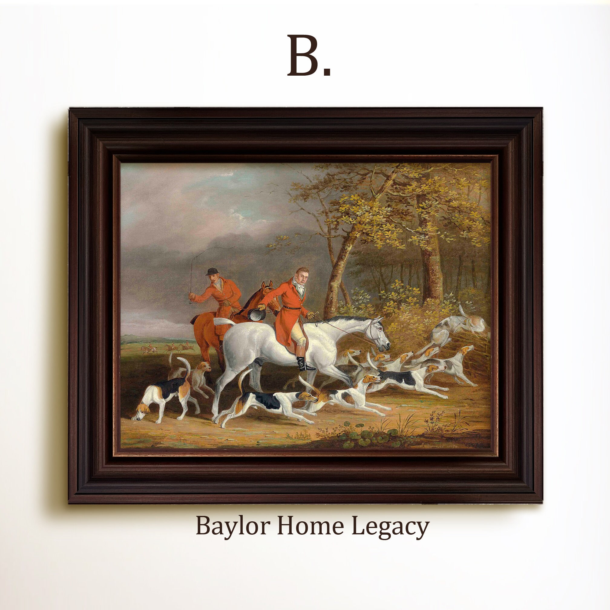 Fox Hunting Painting Oil Painting Print on Canvas, Framed or