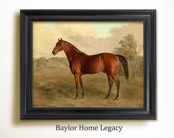 Framed Horse Oil Painting Print on Canvas, Framed Horse Canvas Art Print of Vintage Painting, Horse Fine Art Print on Canvas