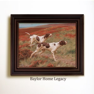 Framed German Shorthaired Pointer Oil Painting Print on Canvas, Framed Vintage Hunting Bird Dogs Wall Art