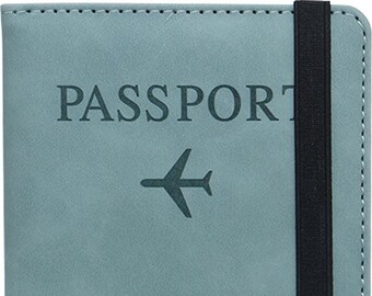 Luxuriöser Reisepasshalter | RFID-sichere Reisepasshülle | Reisepasshülle | Schutzhülle | Farbe: Hellblau