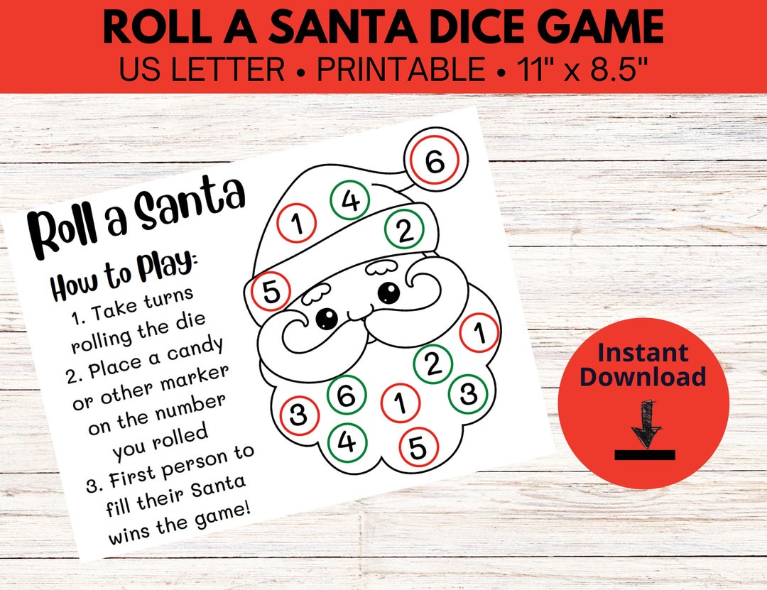 Roll a Santa Dice Game  Christmas Dice Game  Fun Christmas